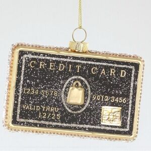 Cody Foster Black Credit Card Ornament | Sparkly Bling Holiday Decor | NWT